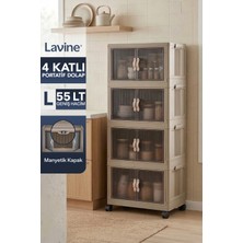 Empressco Lavine ”large” 4 Katlı Portatif Organizer Tekerlekli Dolap Çok Amaçlı Mıknatıs Kapaklı Katlanır - Toprak - Fiyatı, Yorumları