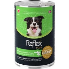 Reflex Plus Sos Içinde Et Parçacıklı Beyaz Balıklı ve Tatlı Patatesli Yetişkin Konserve Köpek Maması 400G