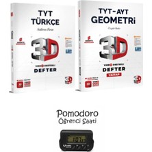3D Yayınları Tyt Türkçe + Geometri 1. Kitap Video Destekli Defter Seti Kronometre Hediyeli