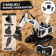 Giffy Oyuncak Uzaktan Kumandalı Şarjlı Buharlı Ekskavatör 3 Başlıklı LED Işıklı Sesli 360° Dönen Paletli Iş Makinesi
