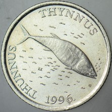 Banknoting Hırvatistan 2 Kune 1996 Mavi Yüzgeçli Orkinos Temalı. Çilaltı.