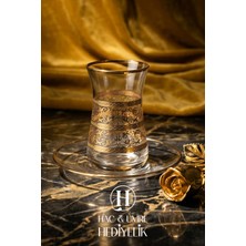 6 Kişilik Çay Takımı | Platin Gold Çay Bardak Seti | Firuze Desenli Lüks Çay Takımı | Çay Bardağı Takımı