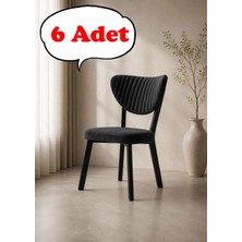 Teknor 6 Adet Elma Sandalye Modern Kadife Kapitone Sırtlı Mutfak Yemek Odası Balkon Kafe Sandalyesi 85 cm