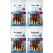 Dr.sacchi Premium Ördek Sargılı Beyaz Sığır Derisi Burgu Çubuk Tahılsız Köpek Ödülü 10 Lu 100 gr 4 Adet