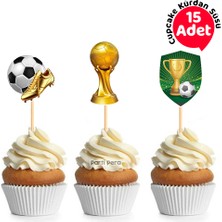 Parti Pera Futbol Temalı Şekilli Cupcake Kürdan Süsü 15 Adet