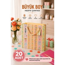 DAKS 20 Adet (32 x 26 x 14 Cm) - Pastel Parti Temalı Desenli Büyük Boy Karton Hediye Çantası