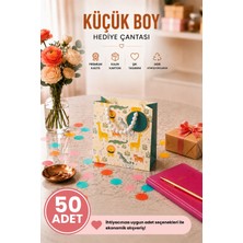 DAKS 50 Adet (15.4 x 18.4 x 7.6 Cm) - Safari Hayvan Desenli Küçük Boy Karton Hediye Çantası