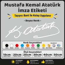 Sb Store Atatürk İmza Sticker Etiket - Beyaz Renk
