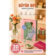 DAKS 20 Adet (32 x 26 x 14 Cm) - Pastel Kaplan Desenli Büyük Boy Karton Hediye Çantası