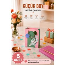 DAKS 5 Adet (15.4 x 18.4 x 7.6 Cm) - Pastel Kaplan Desenli Küçük Boy Karton Hediye Çantası