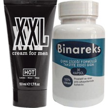 Ekobox Hotxxl 50 ml Erkeğe Özel Uzun Kalın Boyutlandırıcı Krem + Yanında 1 Kutu Erkeğe 30LU Binareks Pırostat