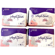 Angels Secret Gece Pedi Aktif Oksijen ve Negatif Iyonlu Hijyenik Kadın Pedi Gimdes Sertifikalı %100 Pamuk Yüzey 4lü Set