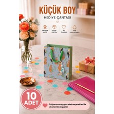 DAKS 10 Adet (15.4 x 18.4 x 7.6 Cm) - Tropikal Leopar Desenli Küçük Boy Karton Hediye Çantası