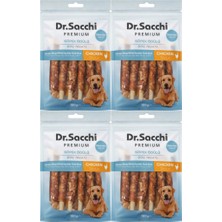 Dr.sacchi Premium Tavuk Sargılı Beyaz Sığır Derisi Burgu Çubuk Tahılsız Köpek Ödülü 10 Lu 100 gr 4 Adet