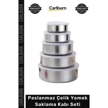 Carlburn #saklamakabı Kaliteli Sağlıklı Hijyenik Sızdırmaz 5 Parça Paslanmaz Çelik Yemek Saklama Kabı Seti