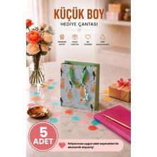 DAKS 5 Adet (15.4 x 18.4 x 7.6 Cm) - Tropikal Leopar Desenli Küçük Boy Karton Hediye Çantası