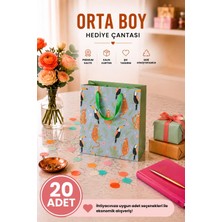 DAKS 20 Adet (23 x 18 x 10 Cm) - Tropikal Leopar Desenli Orta Boy Karton Hediye Çantası