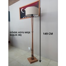 Balsa Dekor Ahşap Ayaklı Lambader Koyu Meşe-Bej