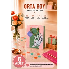DAKS 5 Adet (23 x 18 x 10 Cm) - Pastel Kaplan Desenli Orta Boy Karton Hediye Çantası