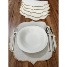 Nurhan Home Collection 6 Adet Gold Nakışlı Amerikan Servis Supla