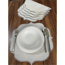 Nurhan Home Collection 6 Adet Gümüş Nakışlı Amerikan Servis Supla