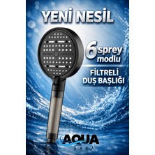Aqua Sara 6 Fonksiyonlu Filtreli Duş Başlığı Su Tasarruflu Basınçlı Kireç Klor Önleyici