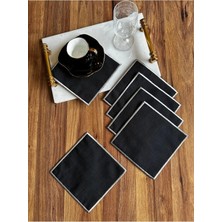 Nurhan Home Collection 6 Adet Gümüş Nakış Işlemeli Kare Kokteyl Sunum Peçetesi