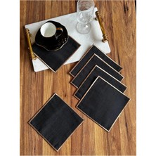 Nurhan Home Collection 6 Adet Bronz Nakış Işlemeli Kare Kokteyl Sunum Peçetesi