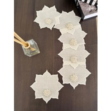 Nurhan Home Collection 6 Adet Yıldız Modeli Gümüş Incili Kahve Yanı Kokteyl Sunum Peçetesi
