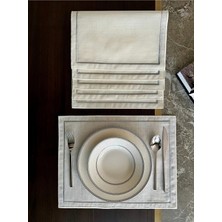 Nurhan Home Collection 6 Adet Gümüş Renk Çift Sıra Nakışlı Amerikan Servis