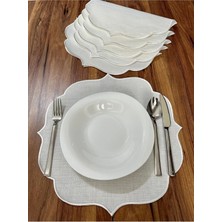 Nurhan Home Collection 6 Adet Ekru Nakışlı Amerikan Servis Supla