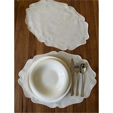Nurhan Home Collection 2 Adet Inci Tanesi Nakışlı Ekru Amerikan Servis Supla