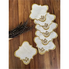 Nurhan Home Collection 6 Adet Gold Broşlu Kahve Yanı Kokteyl Sunum Peçetesi
