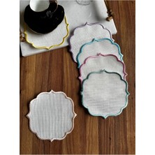 Nurhan Home Collection 6 Adet Etamin Işleme Için Uygun Soft Renkli Nakışlı Kokteyl Sunum Peçetesi
