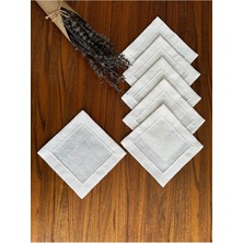 Nurhan Home Collection 6 Adet Etamin Işleme Için Uygun Kenarları Piko Işleme Ekru Renk Kokteyl Sunum Peçetesi