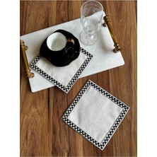 Nurhan Home Collection 2 Adet Mackenzie Desenli Gümüş Nakışlı Kokteyl Sunum Peçetesi