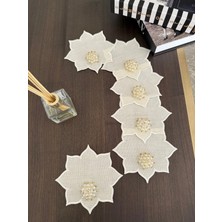 Nurhan Home Collection 6 Adet Yıldız Modeli Gold Incili Kahve Yanı Kokteyl Sunum Peçetesi
