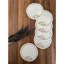 Nurhan Home Collection Kalpli Bronz Nakışlı Yuvarlak Kokteyl Sunum Peçetesi