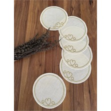 Nurhan Home Collection Kalpli Gold Nakışlı Yuvarlak Kokteyl Sunum Peçetesi