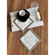 Nurhan Home Collection 2 Adet Mackenzie Desenli Gold Nakışlı Kokteyl Sunum Peçetesi