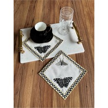 Nurhan Home Collection 2 Adet Kelebek Desenli Nakışlı Kokteyl Sunum Peçetesi