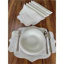 Nurhan Home Collection 6 Adet Curly Modeli Ekru Nakışlı Amerikan Servis Supla