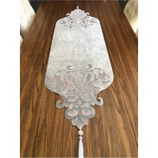 Nurhan Home Collection Taç Modeli Gümüş Renk Taşlı Masa Runner