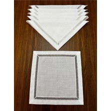 Nurhan Home Collection 6 Adet Kolberli Keten Kumaş Peçete 40 x 40 cm