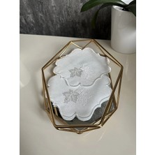 Nurhan Home Collection 2 Adet Yaprak Desenli Ekru Renk Kahve Yanı Kokteyl Sunum Peçetesi