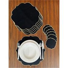 Nurhan Home Collection Gold Nakışlı 12 Parça Set Amerikan Servis ve Kokteyl Sunum Peçetesi