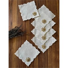 Nurhan Home Collection 6 Adet Gold Taşlı Kubbeli Nakışlı Kokteyl Sunum Peçetesi