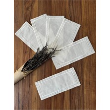 Nurhan Home Collection 6 Adet Çift Sıra Nakışlı Dikdörtgen Kokteyl Sunum Peçetesi