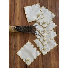 Nurhan Home Collection 6 Adet Papatya Broşlu Kubbeli Kahve Yanı Kokteyl Sunum Peçetesi