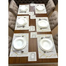 Nurhan Home Collection Linia Modeli Gold Nakışlı 12 Parça Set Amerikan Servis ve Kahve Yanı Kokteyl Sunum Peçetesi